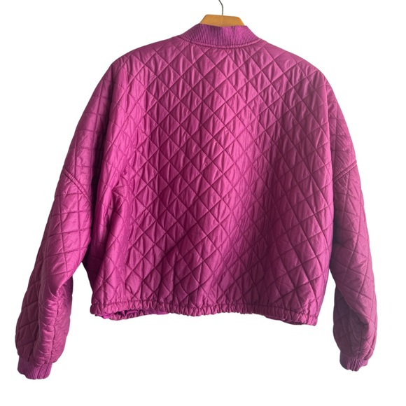 Free People Quilted Bomber Jacket Hot pink lightweight  yoga or activewear - Picture 4 of 6